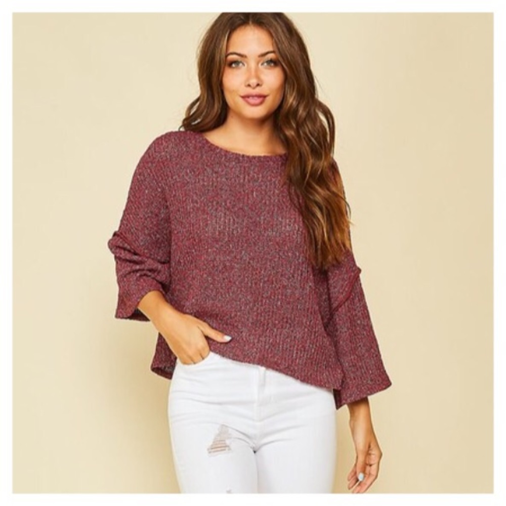 Loose Weave Marsala Top